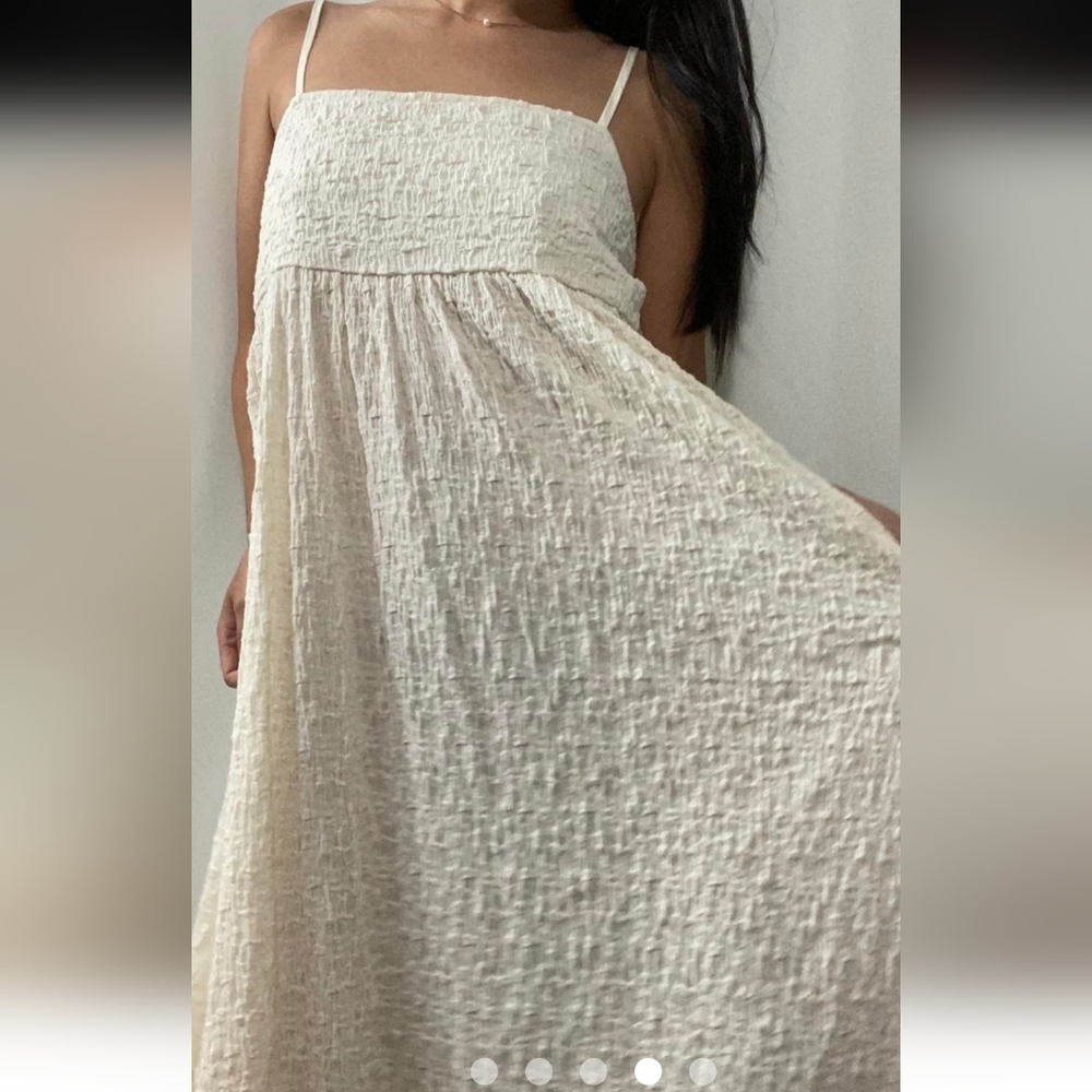 MNG Flowy Cream Maxi Dress Size 2